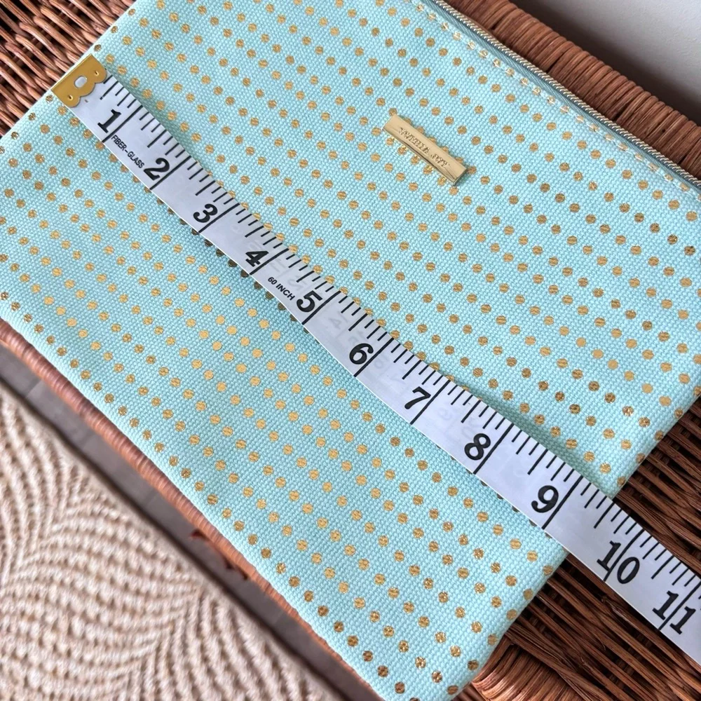 Sophia Joy Women's Set of Two Travel Bags Mint Green and Gold Polka Dots